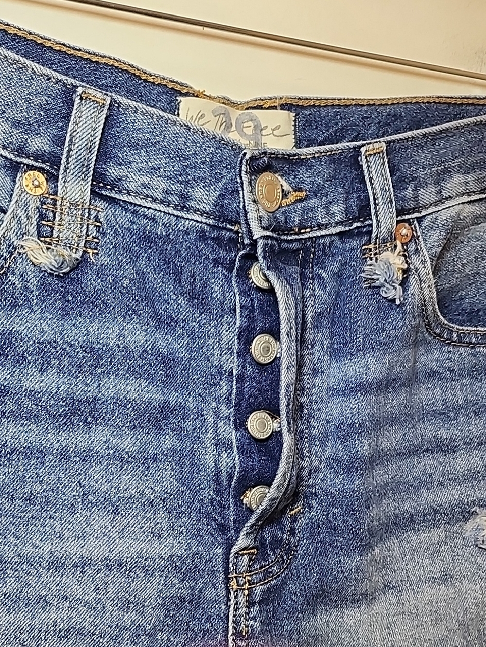 Free People Makai Cutoff Denim Shorts High-Rise Distressed Denim Shorts Blue 29 - Picture 9 of 16